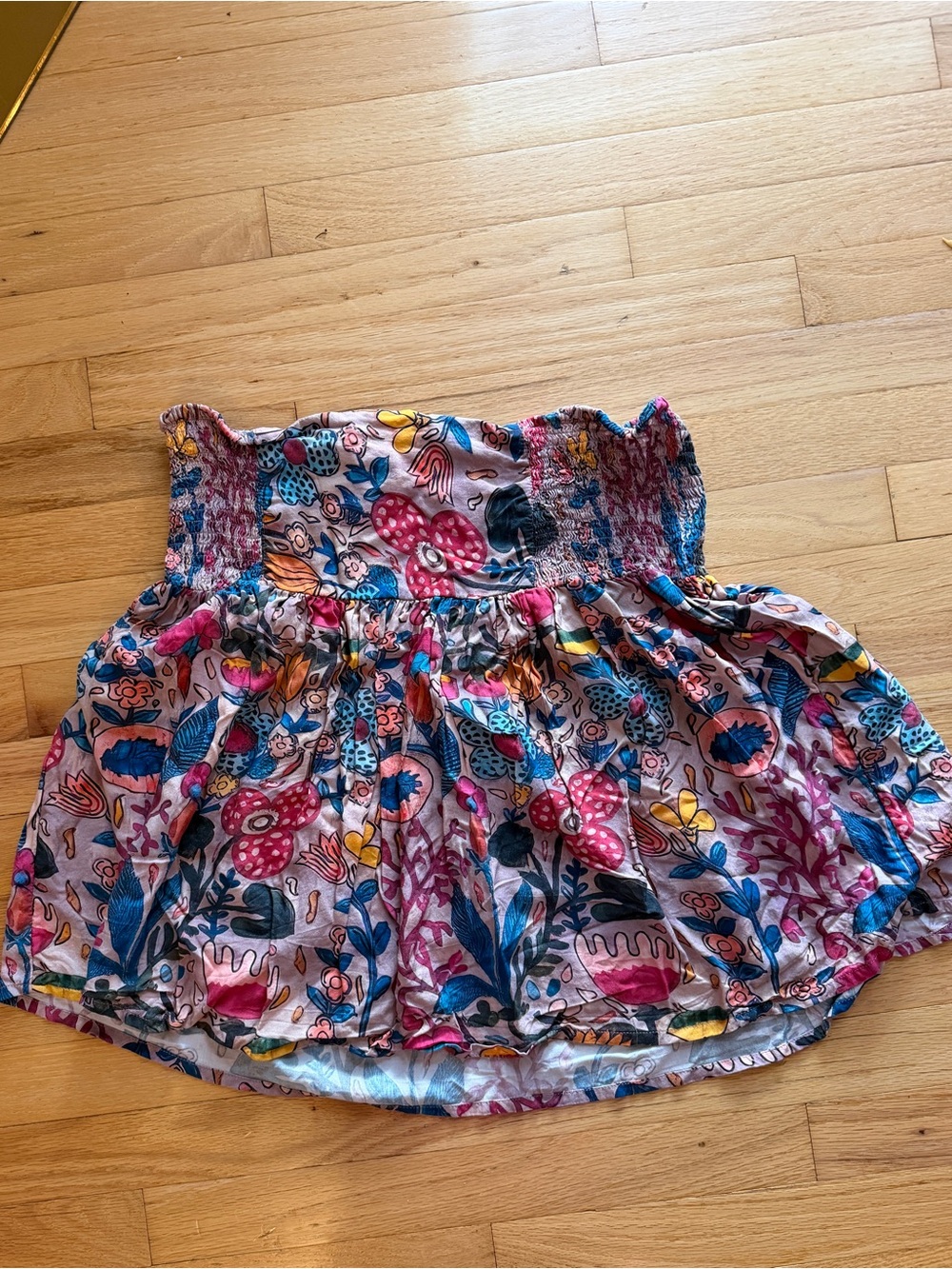 Natural Life XL Colorful Floral Smocked Mini Skirt Boho